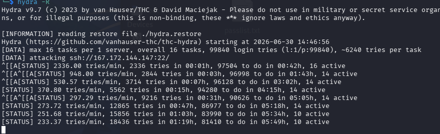 Hydra log prior to active response