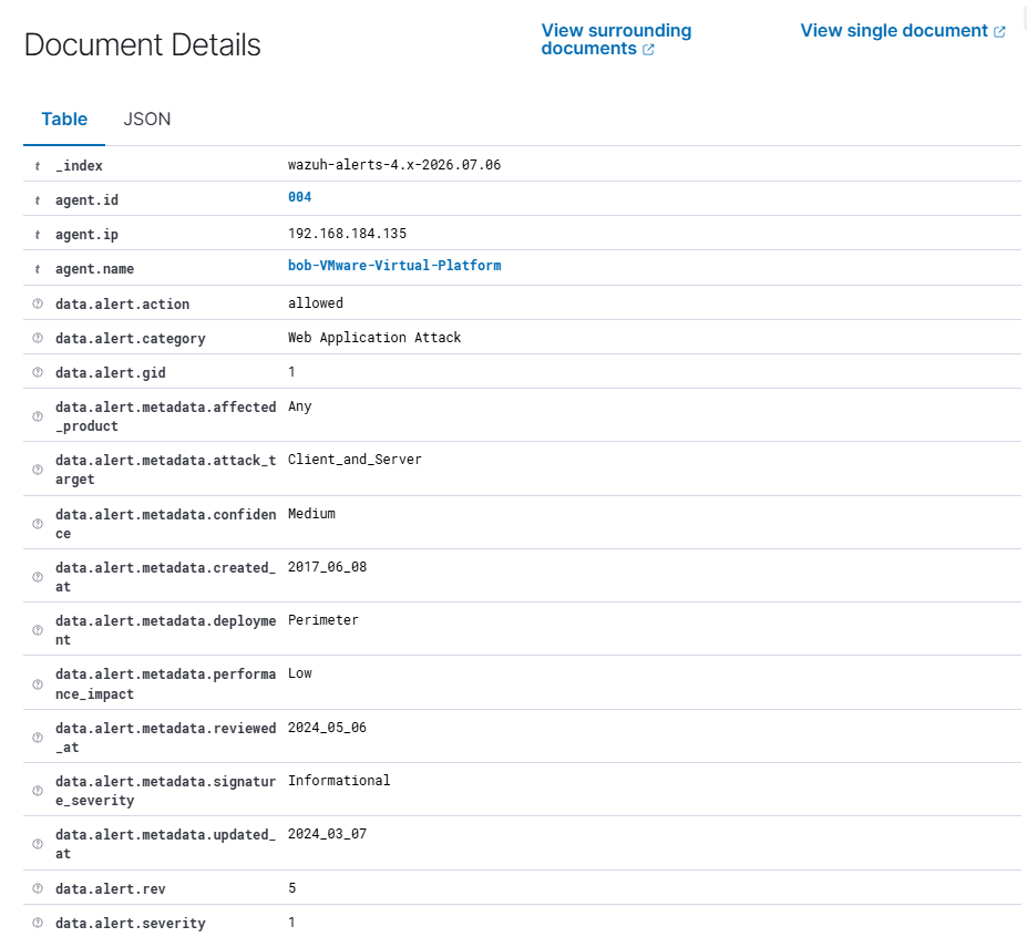 Wazuh Nmap signature alert