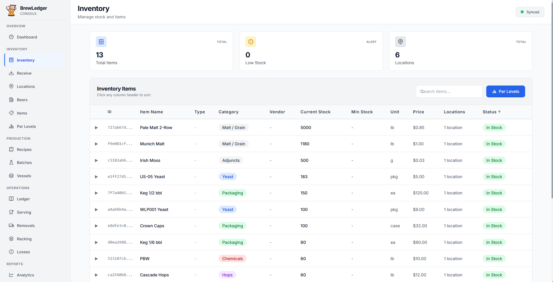 BrewLedger desktop batch management